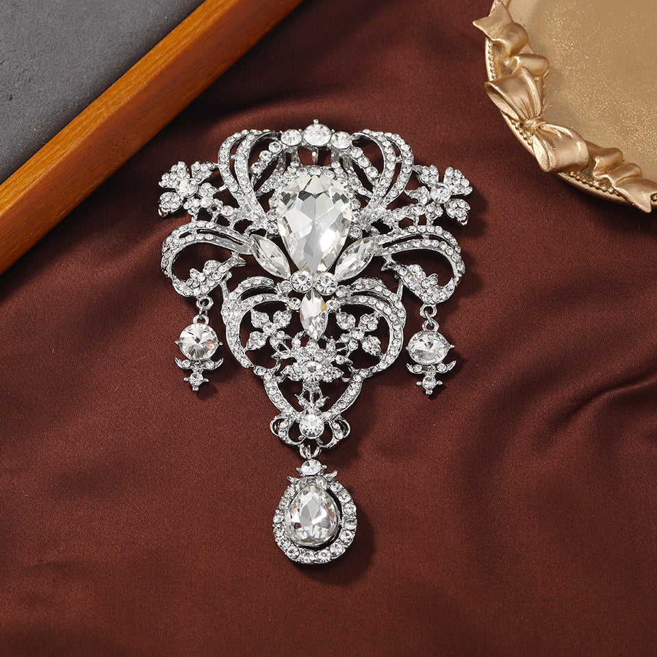 Royal Drop Rhinestone Brooch